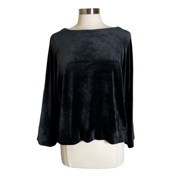 Dkny Womens Velour Kimono Sleeve Basic Top Black Size‎ Medium New - Picture 2 of 9